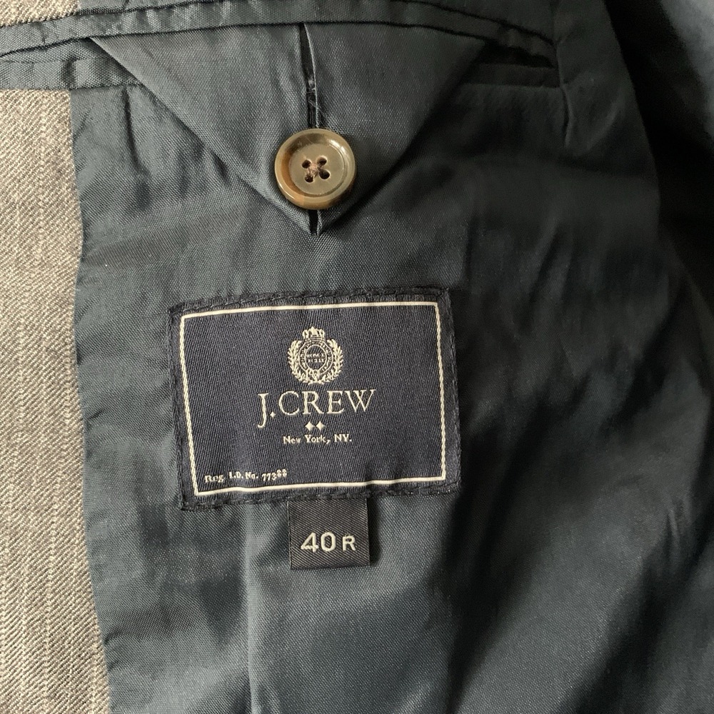 J.Crew Thompson Suit Jacket Formal WOOL Gray 2 Button Front Men's Size 40R - Picture 7 of 9